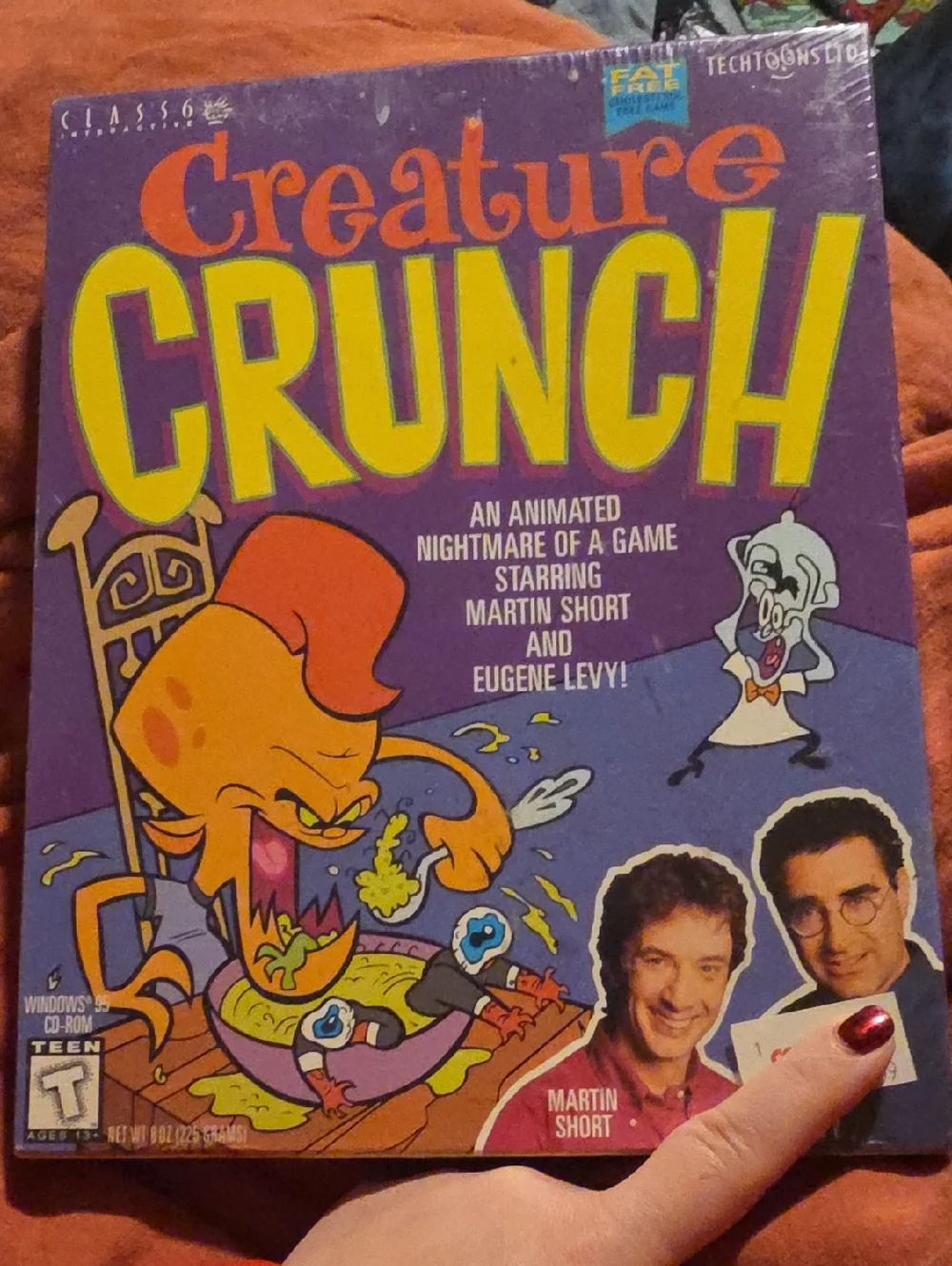 Sealed Ultra Rare 1996 Creature Crunch PC Game Box - Purple & Yellow Artwork
